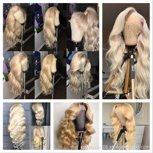 180% Density Raw Virgin Indian Hair 13X6 613 Blonde Body Wave HD Transparent Lace Frontal Human Hair Wigs for Black Women